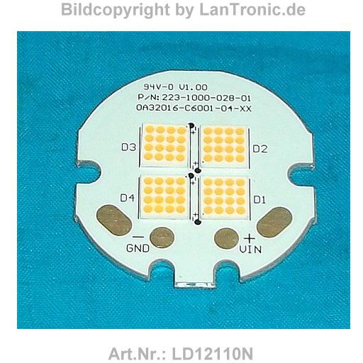 LED COB - Modul 4x16LED 12V 3,5W 3000K Warmweiss - LanTronic-et